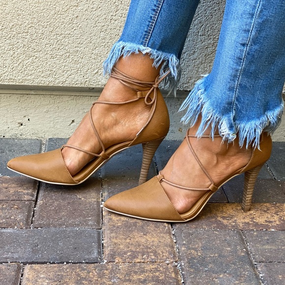 Genuine Leather Ankle Wrap Pointed Stiletto Pump - Picture 9 of 9